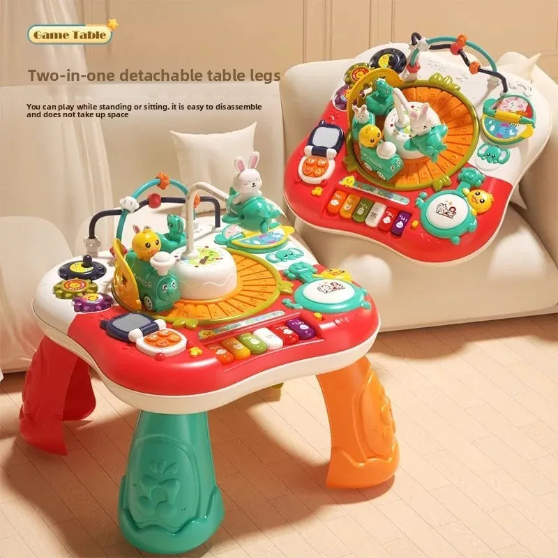 Montessori Activity Table for 6-36 Months 8-in-1 Sensory Learning Toy with Musical Keyboard Educational Play Center for Toddlers