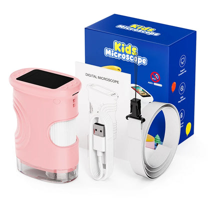 Digital Microscope for Kids 1000X Handheld HEN HAO 2.0'' Screen Rechargeable Mini Pocket Educational Science Toys for Children