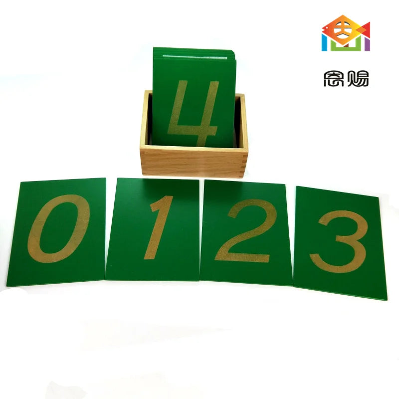 Montessori Baby Toy Math 9x12cm Wood Sandpaper Number 0-9 Green Board Early Childhood Education Preschool Training Kids Toys