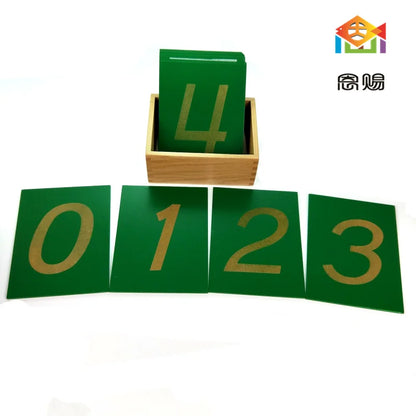 Montessori Baby Toy Math 9x12cm Wood Sandpaper Number 0-9 Green Board Early Childhood Education Preschool Training Kids Toys
