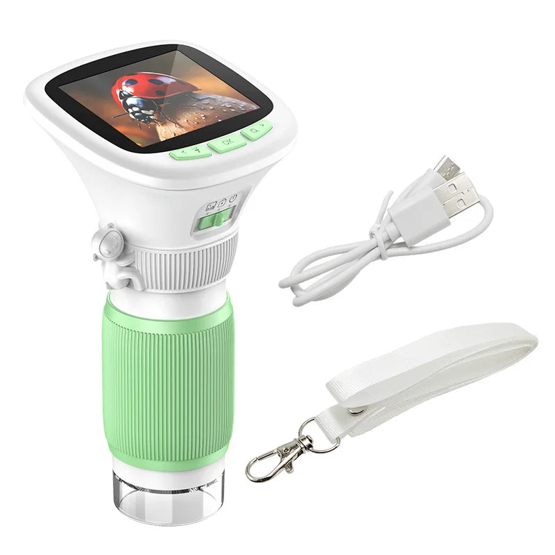 Kids Handheld Microscope with 2.4 Inch IPS HD Screen, 200X & 1000X Magnification, Photo/Video Recording, for Children Ages 6-12