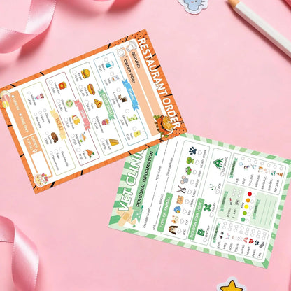 Pretend Play Notepads 6 Pack Playtime Pads Pretend Notebooks Imaginative Role Play Game Notepads for Boys & Girls