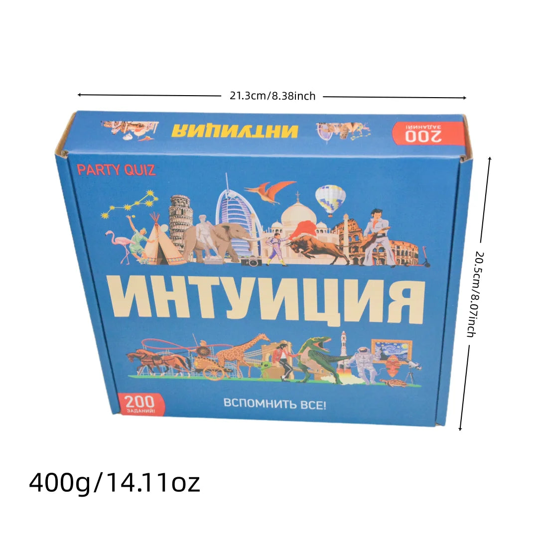 “Intuition” “Intuition: a Memory-Focused Party Quiz Game (200 Challenges)” Board Game Intuition/A Intellectual Quiz for the Whole Family/Card Board Game for Teens Suitable for Companies and Parties/Game Gifts