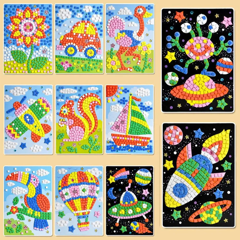 Creative Kids Game  Early Educational DIY Kits 3D Mosaics Puzzle  drawing toys Stickers EVA Foam