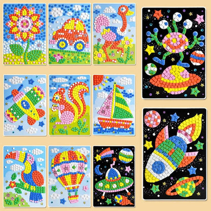 Creative Kids Game  Early Educational DIY Kits 3D Mosaics Puzzle  drawing toys Stickers EVA Foam