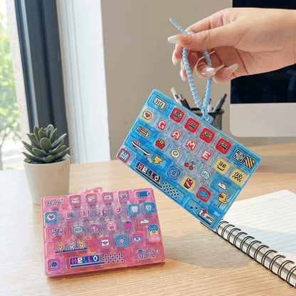Creative 26-Keycap Keychain Cartoon Pattern Portable Design Fidget Gadget Hand-play Pendant Pixel Button Sensory Charm Commute