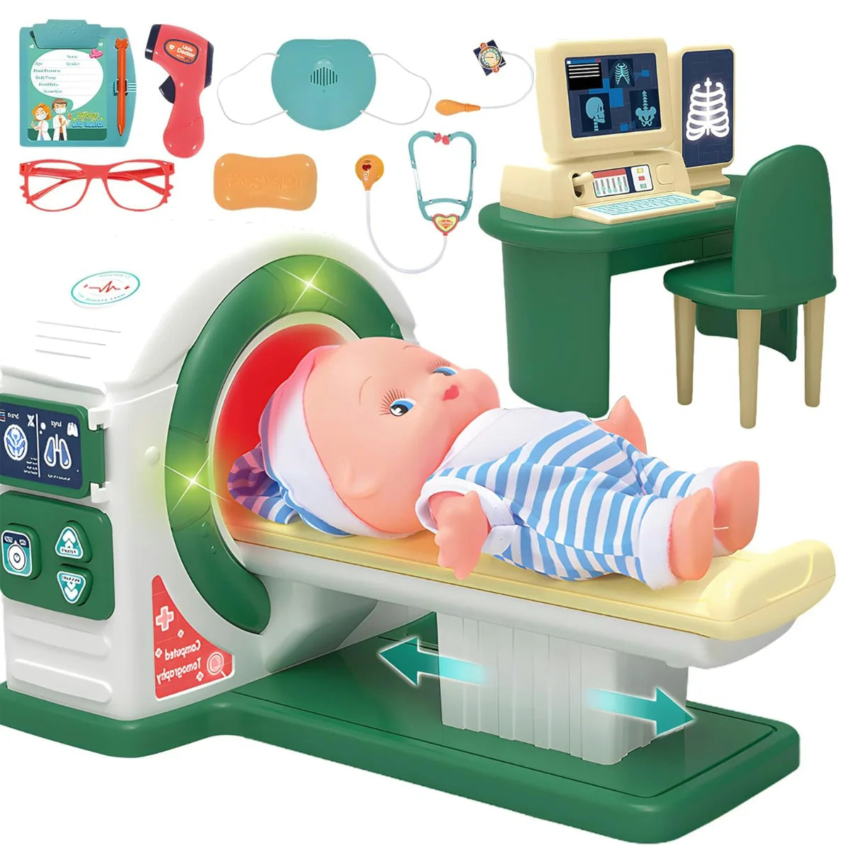 Doctor Kit for Toddlers,Realistic Kids Doctor Playset with Toy Stethoscope, Medical Tools & CT Scanner,Educational Birthday Gift