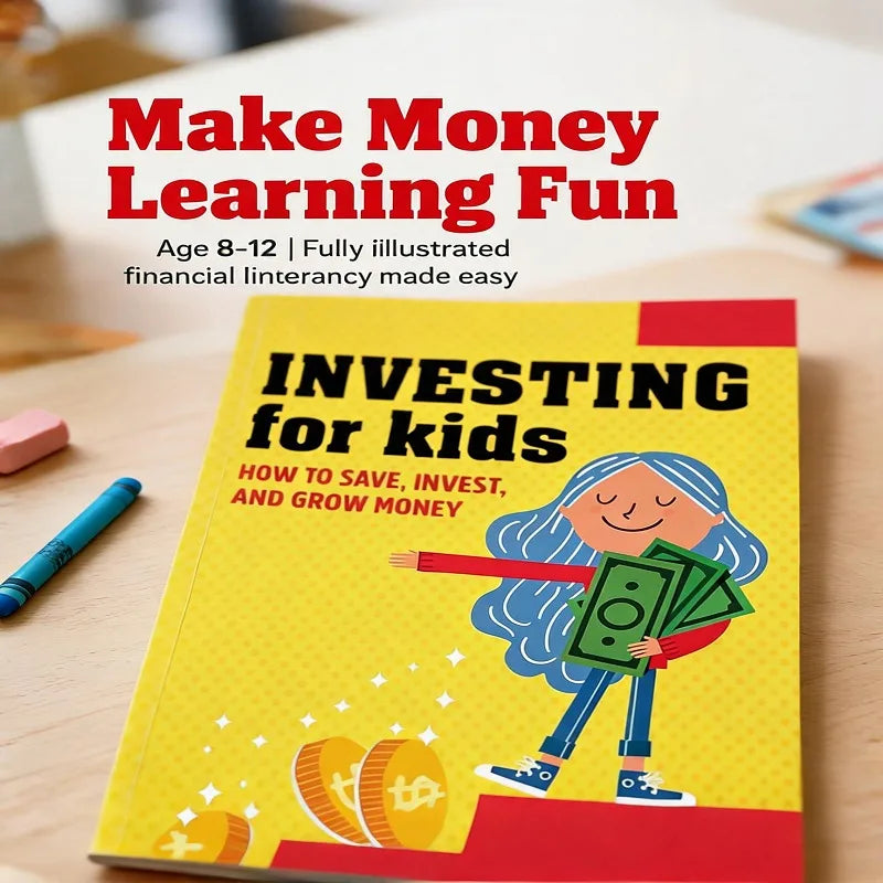 Kids Investing Book Ages 8-12 Financial Literacy Guide Teach Children Save Invest Grow Money Finance Learning Workbook