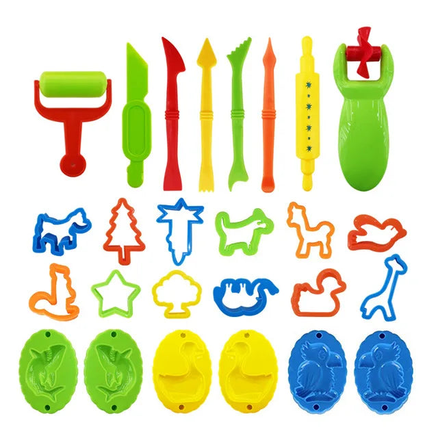Children DIY Play Dough Tools Set Creative Plastic Cutters Rollers Molds Playdough Decorative Accessories Toddler Kids Toys Gift