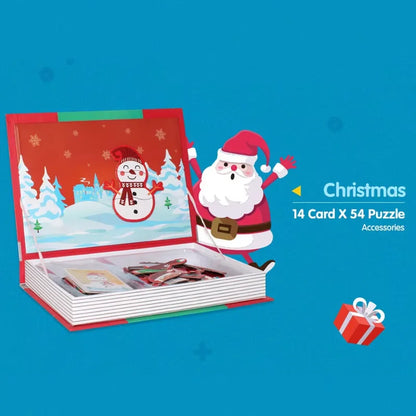 Kids Intelligent 3D Jigsaw Toys Magnetic Puzzle Book Brain Training Games Montessori Educational Toys for Xmas Toys Kids Gifts