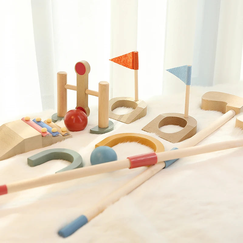 wooden Golf Toys Set for Kids Educational Golf Toys Kits for Toddlers Outdoor Lawn and Indoor Sports Toys for Toddlers  ﻿