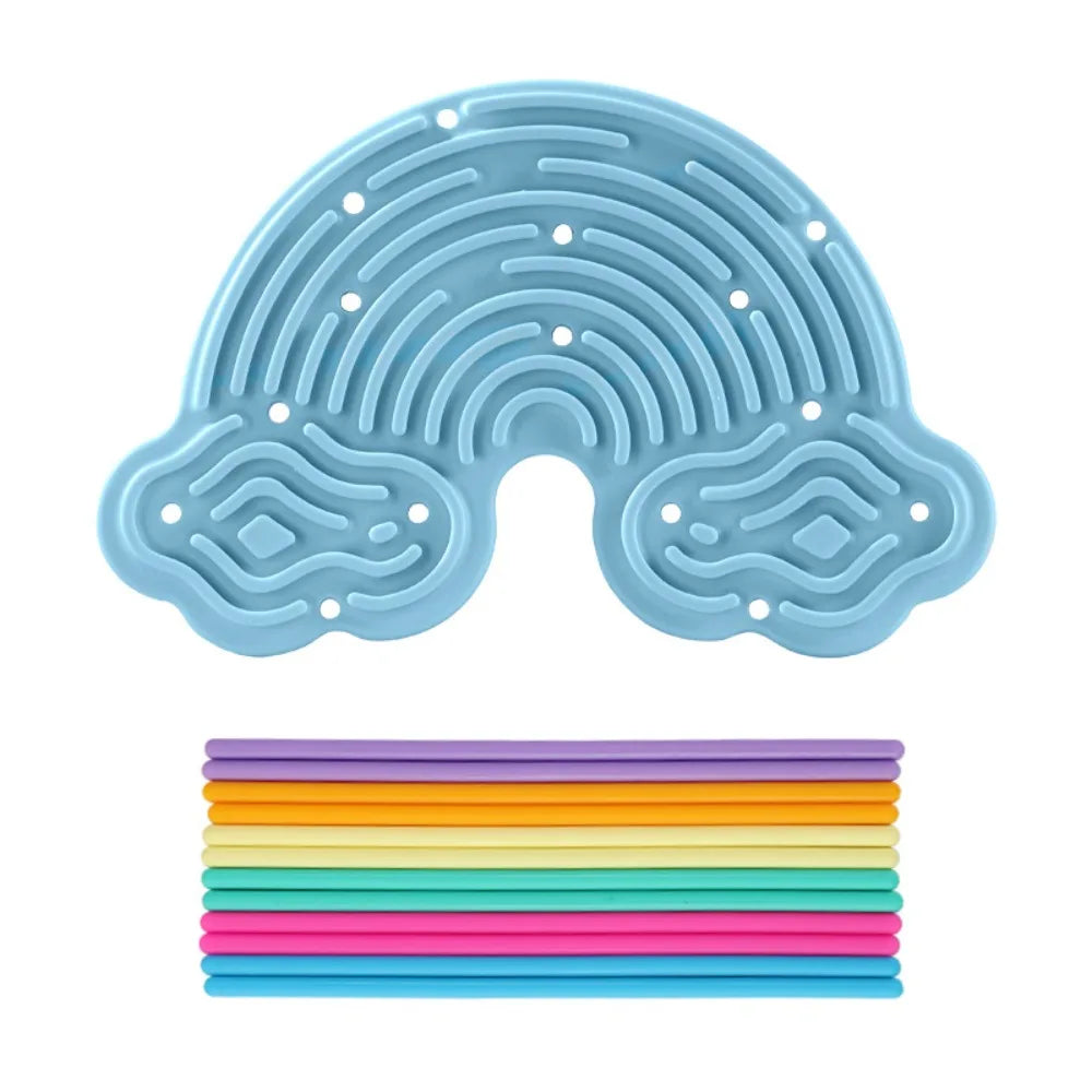 Silicone Sensory Activity Board 12 Strings Double-Sided Fidget Toy Calming Stress Relief Rainbow Sensory Toys ADHD and Autism