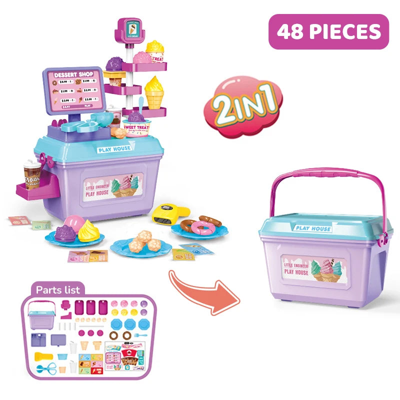 Kids Pretend Play Toy Set Simulation Doctor Kit Hamburger Ice Cream Dessert Career Role Play Toys Interactive Educational Toy
