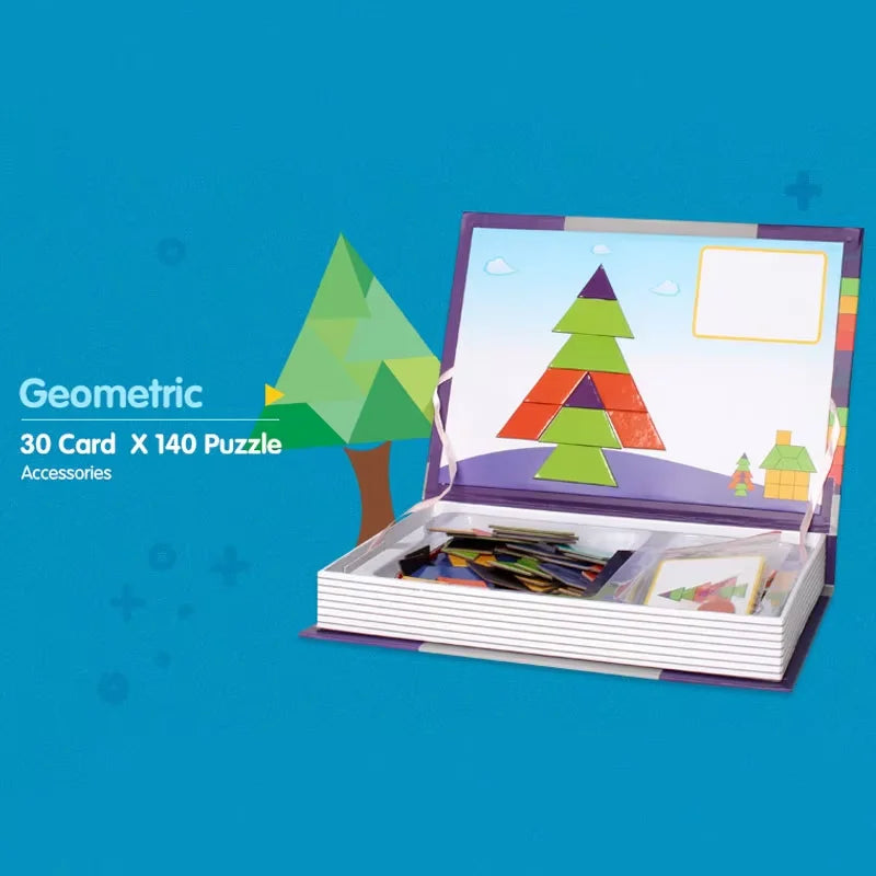 Kids Intelligent 3D Jigsaw Toys Magnetic Puzzle Book Brain Training Games Montessori Educational Toys for Xmas Toys Kids Gifts