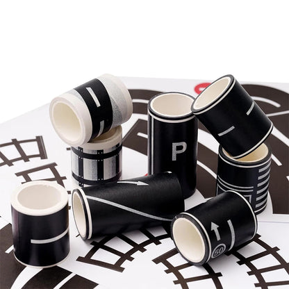 Creative Road Tapes Traffic DIY Highway Train Railway Tape Cartoon Car Stickers for Kids Racing Car Birthday Party Creative Gift