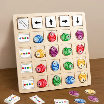 Montessori Wooden Toys Children Logical Thinking Training Direction Color Cognition Educational Battle Battle Board Game Gifts