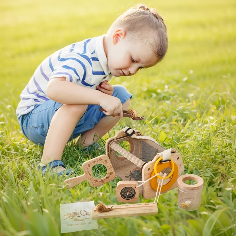 Kid Outdoor Explorer Kit Insect Leaf Cognitive Exploration Toy Kid Wooden Wilderness Adventure Game Set Montessori Toy Baby Gift
