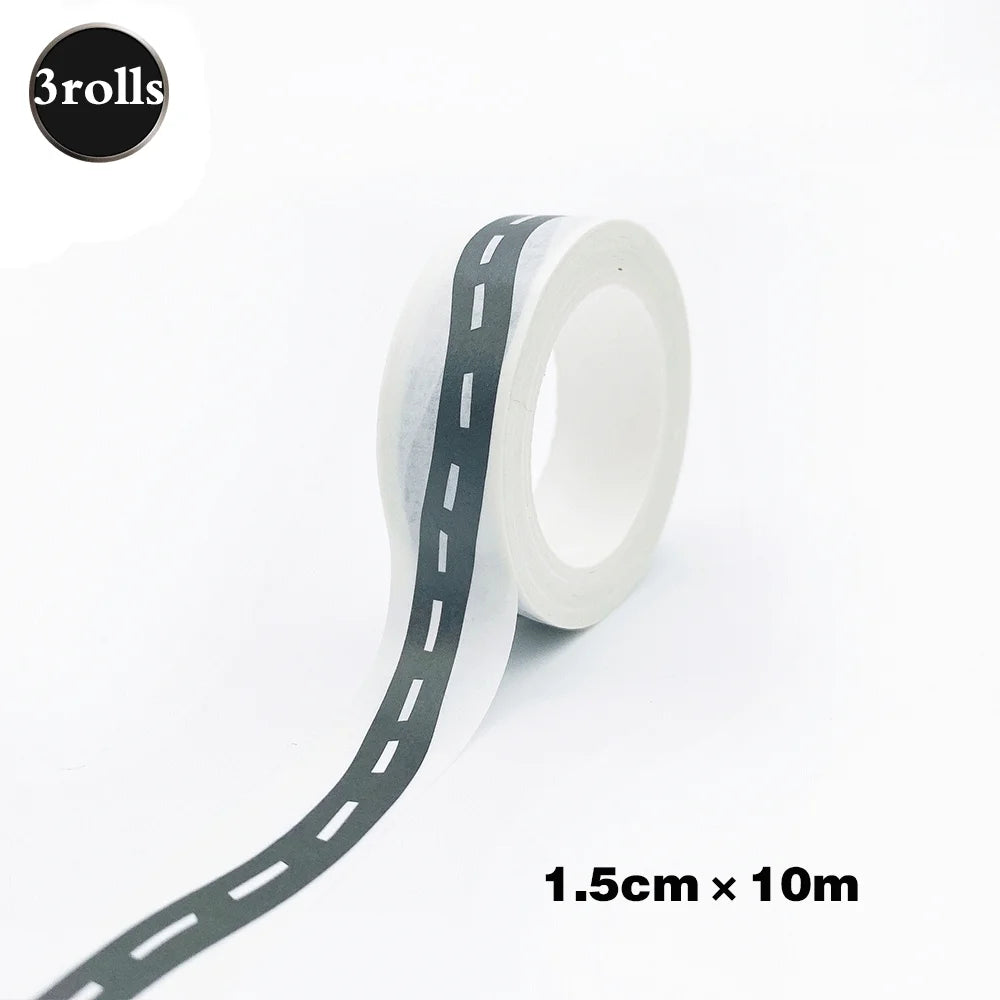 Creative Road Tapes Traffic DIY Highway Train Railway Tape Cartoon Car Stickers for Kids Racing Car Birthday Party Creative Gift