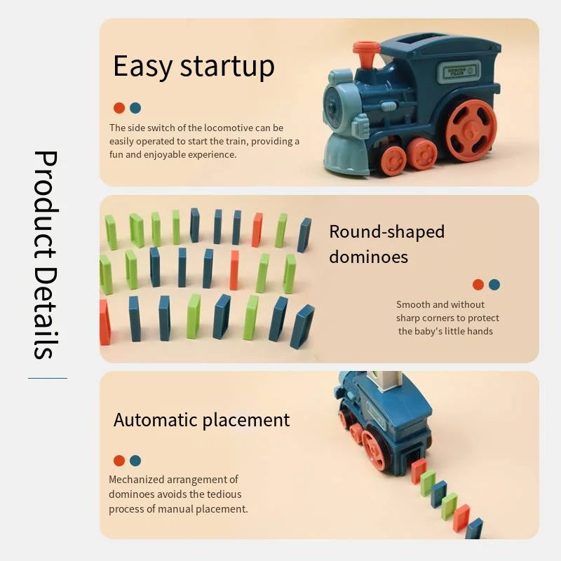 Domino Train for Kids Automatic Electric Laying Car Colorful Dominoes Set Educational Toys Blocks Gift for Boys Girls