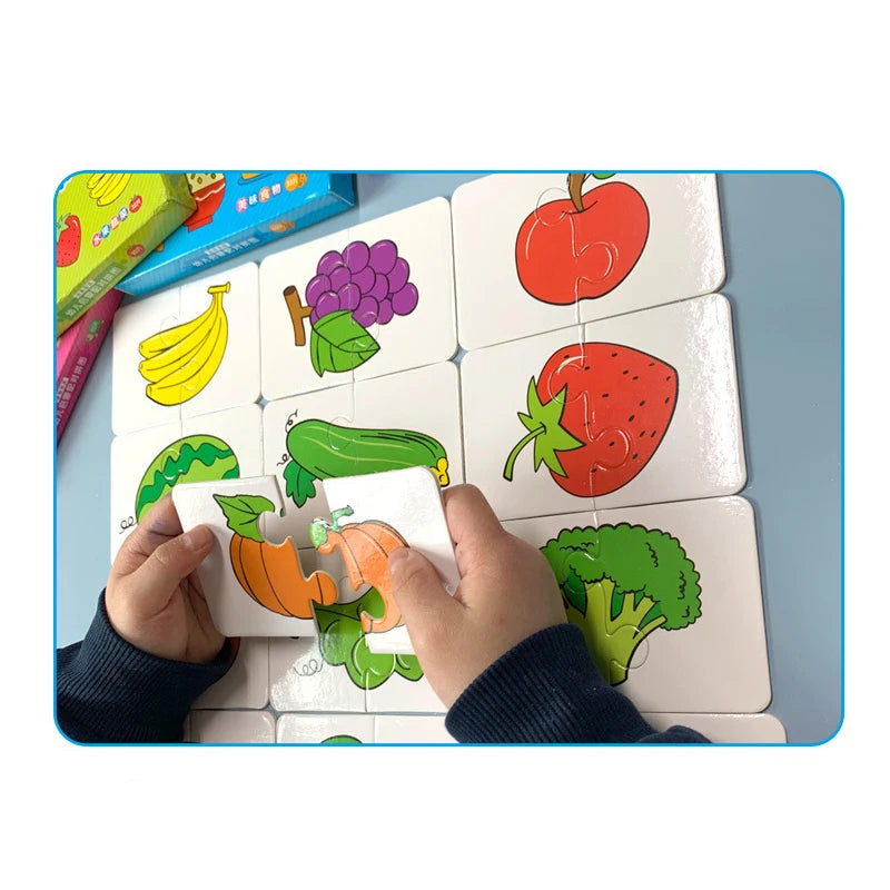 Matching Card Game for Kids Developing Puzzle Baby Cognitive Fruit Animal Learning Montessori Early Educational Puzzle Toy