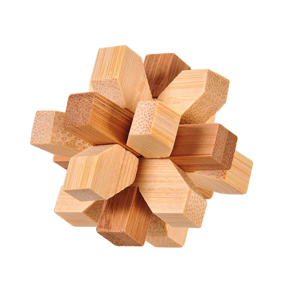 New Design IQ Brain Teaser Kong Ming Lock 3D Wooden Interlocking Burr Puzzles Game Toy Bamboo Small Size For Adults Kids