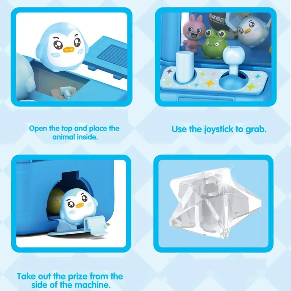 Mini Cartoon Claw Machine For Kids Desktop Grab Candy Toy Parent Child Interactive Game Home Play Birthday Holiday Surprise Gift