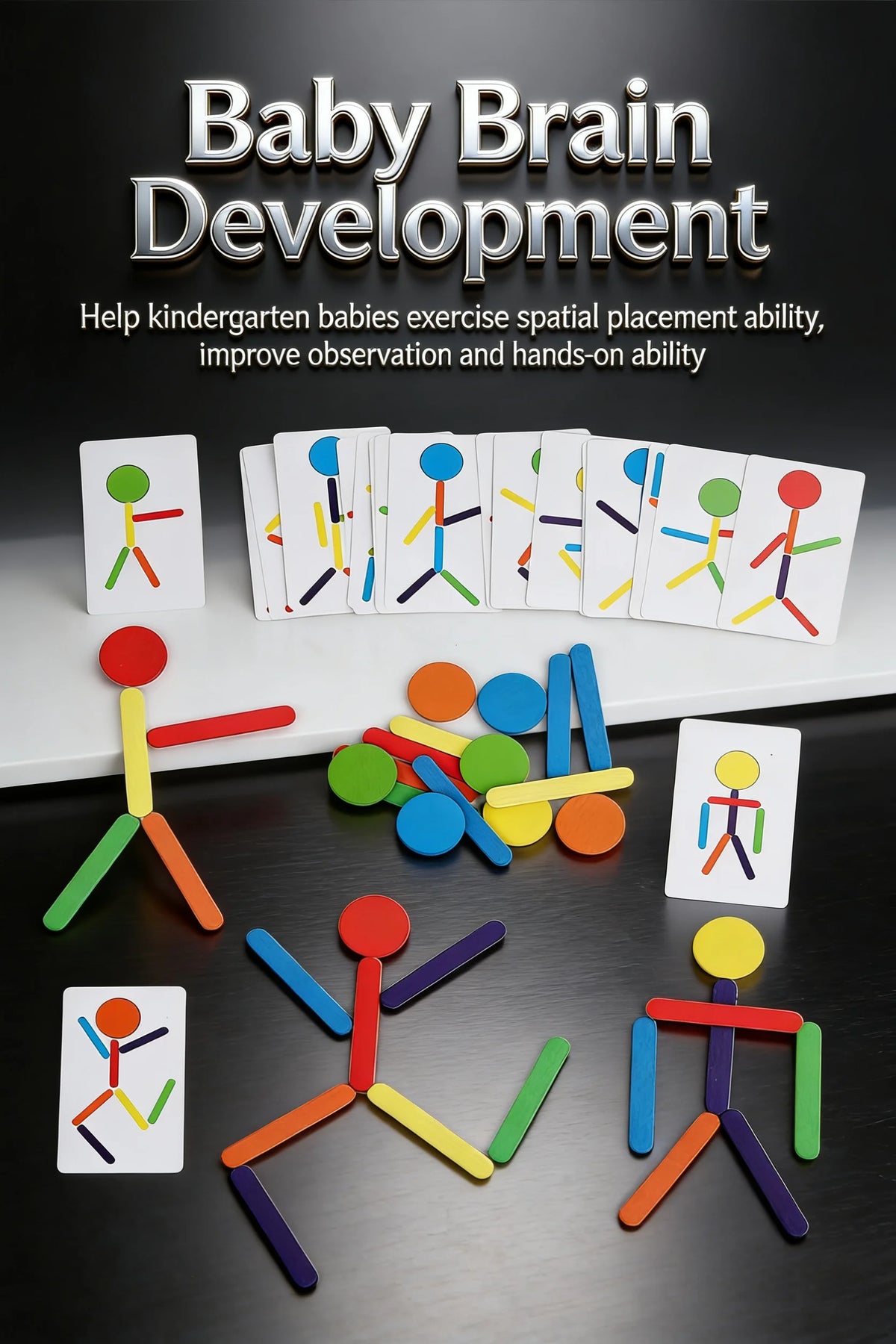 Brain Development for Kids Wooden Toys Montessori with 40 Patterns Enhance Spatial Sense Hands-On Coordination 3+Years Old Baby