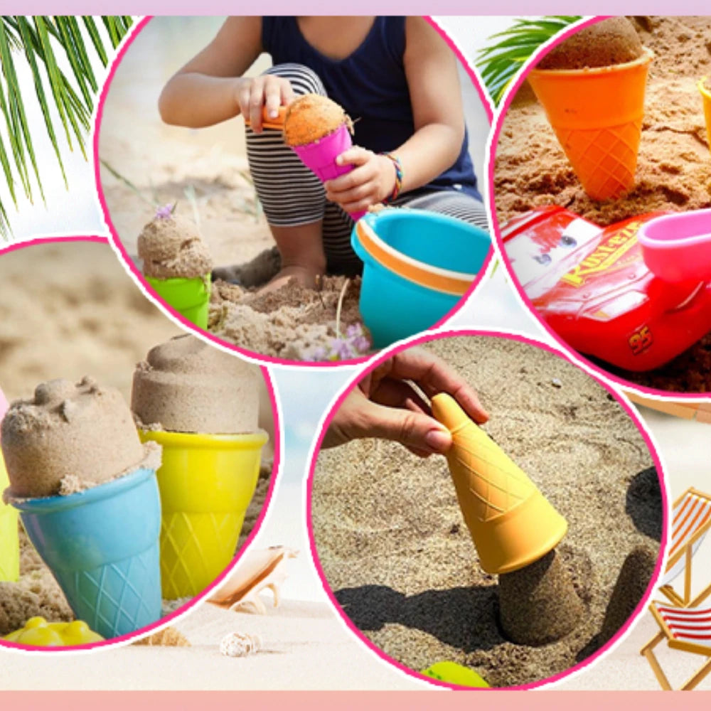 Creative Ice Cream Shaped Beach Sand Molding Toys All Season Snow Sand Play Tools Game Kit for Seaside Backyard Interactive Fun