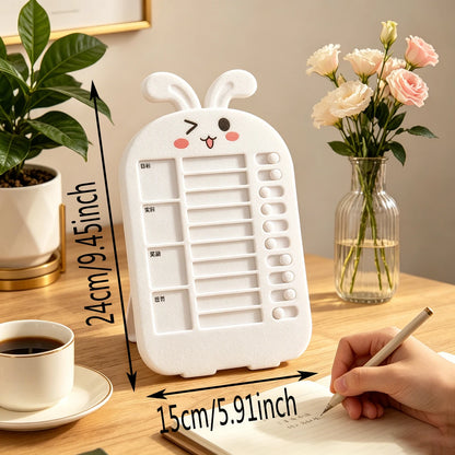 Kids Routine Chart with Sliding Buttons, Bunny Habit Tracker for School Home