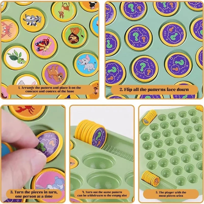 Kids Battle Chess Educational Toy Observation Concentration Training Fun Animal Flip Chess Parent-child Interactive Game ToysNEW