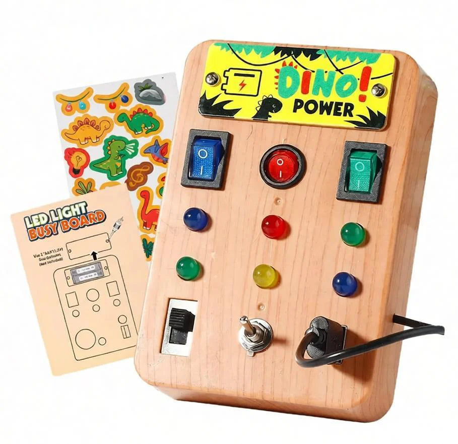 Children's Montessori LED Light Busy Board Simulation Switch Power Board Busy Light Button Puzzle Early Education Learning Toy