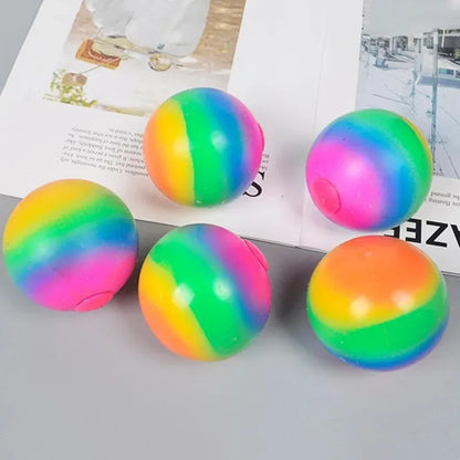Creative Gradient Rainbow Flour Stress Relief Ball Toys Squeeze Slow Rebound Prank Ball for Kids Finger Training Toy Ball Gifts
