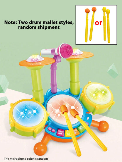 Educational Kids Drum Set for Toddlers 1-3 Years Old Musical Baby Toy with Microphone Girls And Boys Learning Instrument Gift