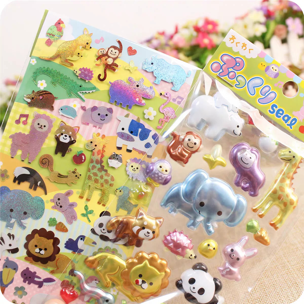 Creative Animals Party 2 in 1 Cartoon 3D Decor Stickers Scrapbooking Diy Journal Stationery Stickers Stationery Cute Stickers