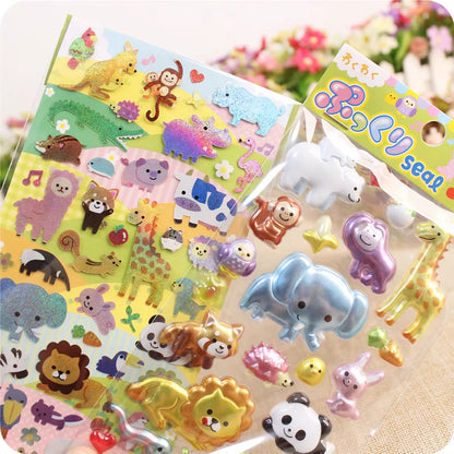 Creative Animals Party 2 in 1 Cartoon 3D Decor Stickers Scrapbooking Diy Journal Stationery Stickers Stationery Cute Stickers
