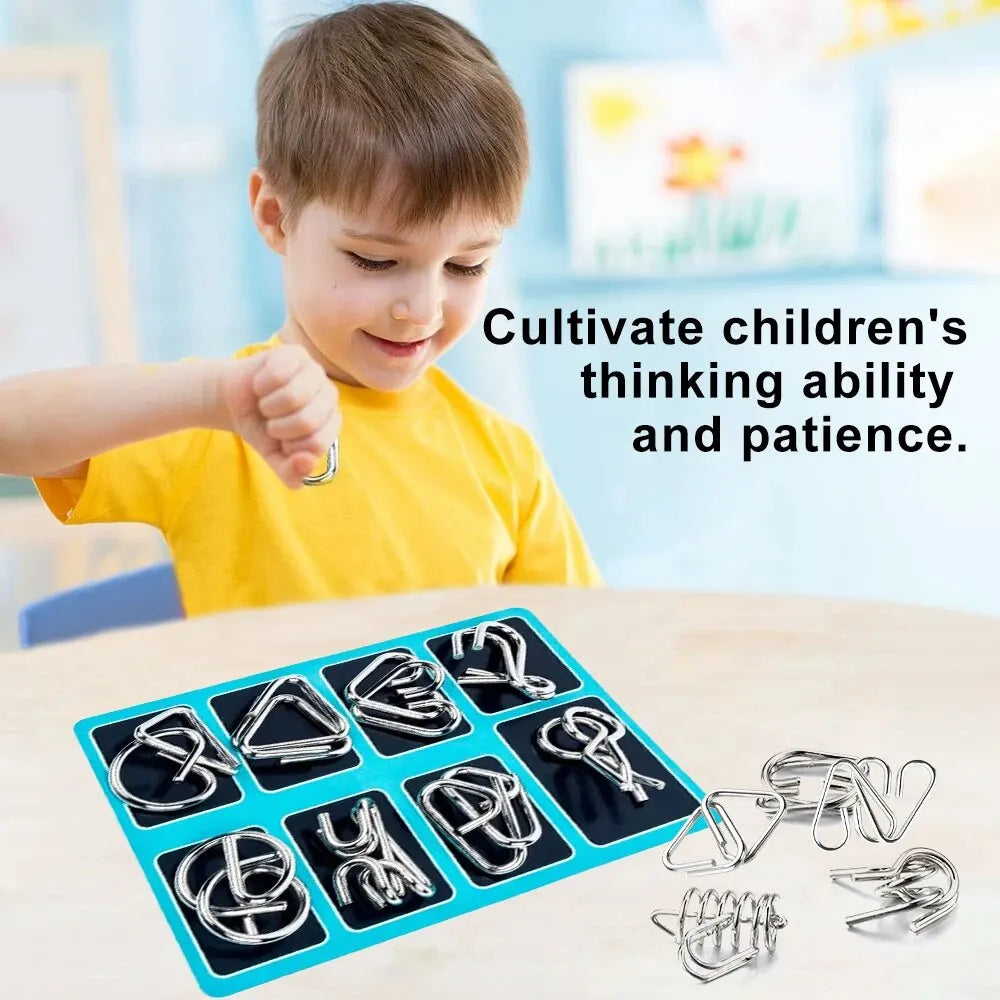 Montessori Series 8 Pcs Metal Educational Toys - Intelligence Interactive Game Unlock Widgets Kids Stress Relief Unique Toy