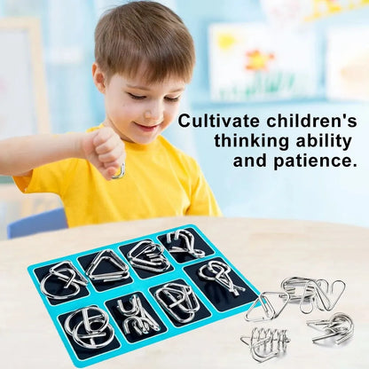 Montessori Series 8 Pcs Metal Educational Toys - Intelligence Interactive Game Unlock Widgets Kids Stress Relief Unique Toy
