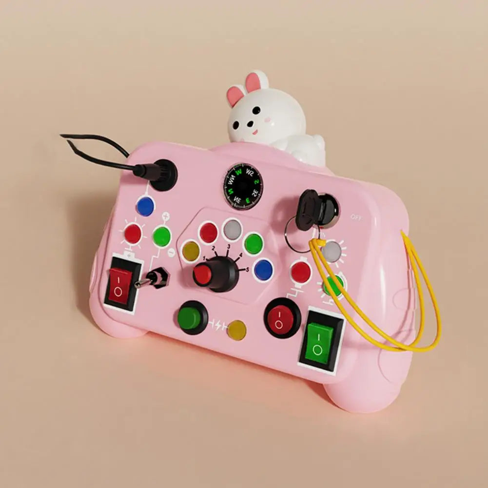 Montessori Busy Board Sensory Toys LED Light Switch Control Board Portable Electric Puzzle Early Educational Puzzle Toy for Kids