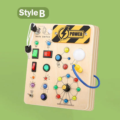 Montessori Busy Board With Switch Control Wooden Toddler Toys Sensory Travel Activities Toys For Kids Puzzle Early Learning Toys