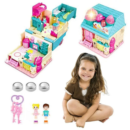 Creative Simulation Play House Toys Expandable 3D Doll Houses with Furniture Cosplay Interactive Simulated Princess Castle