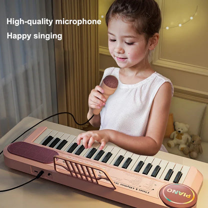 37 Key Kids Piano Keyboard Musical Toy with Microphone Music Score for Early Learning Interactive Play Best Gift for Ages 3-6