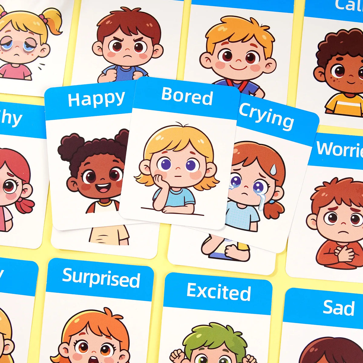 Children's Emotion Flash Cards Kids Feelings Recognition Flashcard Preschool English Learning Cards Toddler Social‑Emotional