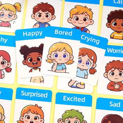 Children's Emotion Flash Cards Kids Feelings Recognition Flashcard Preschool English Learning Cards Toddler Social‑Emotional
