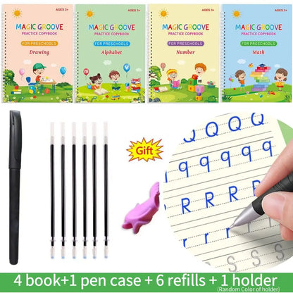 Montessori Writing Practice Book for Kids Learn Letters Numbers Calligraphy with Groove Magic Exercises Ideal Handwriting Skills