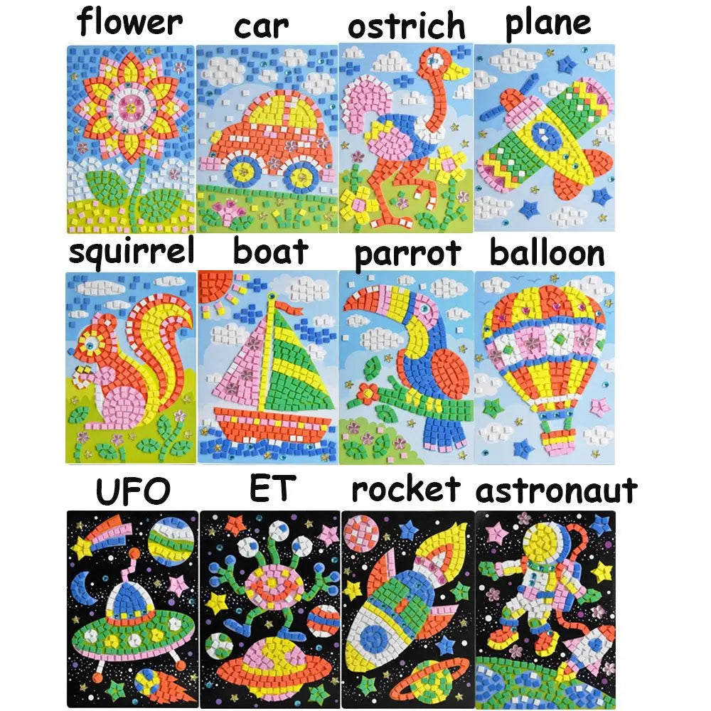 Creative Kids Game  Early Educational DIY Kits 3D Mosaics Puzzle  drawing toys Stickers EVA Foam