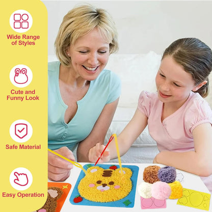 First Sewing Kit for Beginner Kids Arts Crafts DIY Embroidery Projects Animal Dolls Set Gift for Girls Boys Learn to Sew Felt Cr