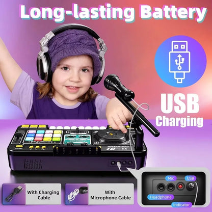 DJ Mixing Toys for Children Multi-functional Bluetooth DJ Keyboards Turntable Controller Kids Musical Instrument Educational Toy