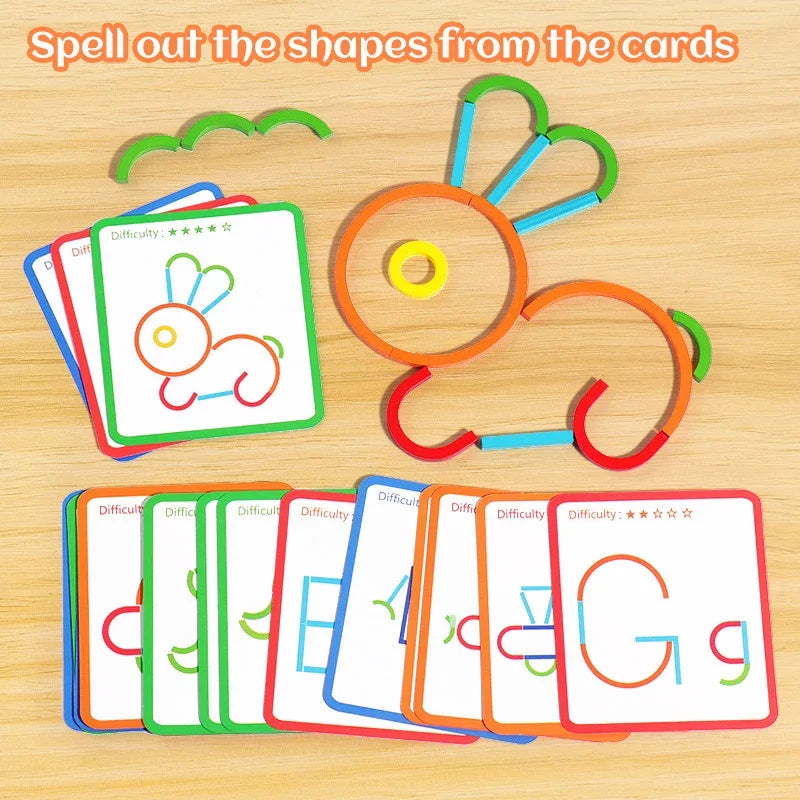 Kids Montessori Wooden Creative Sticks And Rings Puzzle Toys Cultivate Children's  Logical Thinking Practical Ability Toys Gift