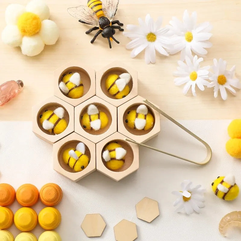 Sensory Bee Toys Newborn Fine Motor Skill Toy Montessori Game Bees Montessori Wooden Creative Baby 0 12 Months Play Toys Gifts