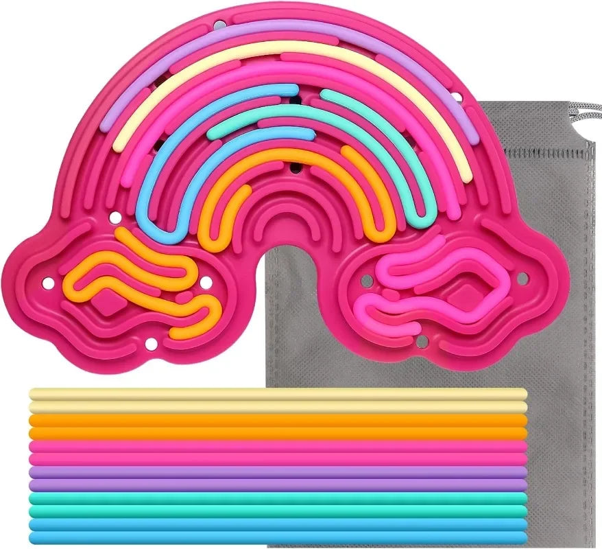 Sensory Activity Board Rainbow Silicone Fidget Toys for Calming Stress Anxiety ADHD Autism for Inspire Kid's 3+ Creative Talents